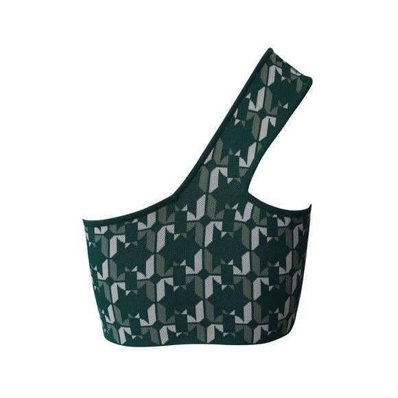 Dodo Bar Or One-Shoulder Crop Top in Green Viscose - Picture 2 of 6